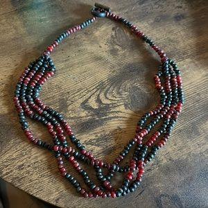 Black and Red Beaded Necklace